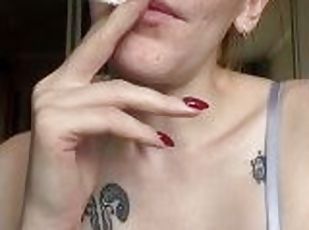 amatør, rødhåret, alene, røyking, tattoo