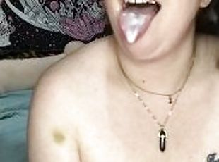 Thick Blue Eyed BBW Blowjob Cumshot On Tongue, Swallows And Keeps S...