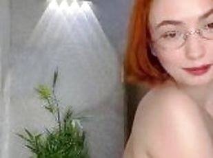 Playing with my big tits on camera and slapping my ass, hot red hea...