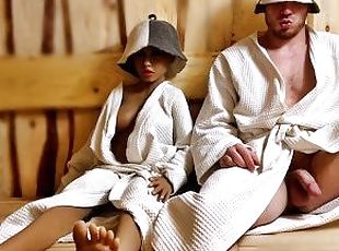 Fucking a STRANGER in the sauna! I come with a huge load of cum. Si...