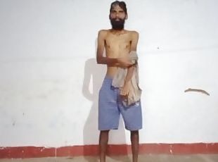 Rajeshplayboy993 exercising video. He has long beard and hairy uncu...