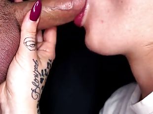 SUPER CLOSE UP: Licking and sucking cock in slow, detailed way! Slo...