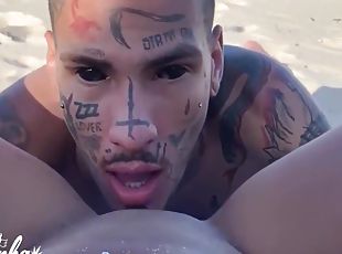 allaperto, nere, spiaggia, pov, brunette, tatuaggi