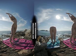 Poppy And Brille Doing Naked Yoga On The Beach Hot Girls Vacation