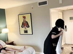 PUBLIC DICK FLASH. I take my cock out in front of a hotel maid and ...