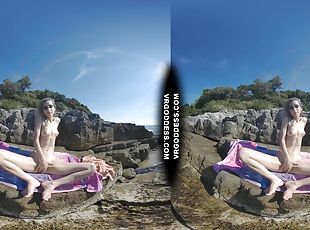Poppy Nude Sunbathing On Vacation On Public Beach Masturbating With...