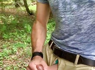 Handjob in the woods - Masturbating outside