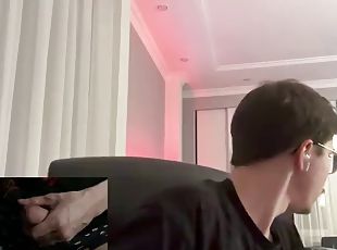 Uncut penis cum on the  stream