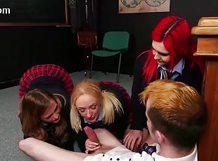 College CFNM femdoms deep throat little guy until cumshot