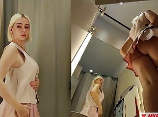 Trying on transparent clothes without panties. Web camera in the fi...