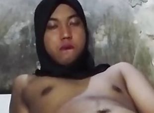 Horny femboy hijab play with her cock Anad anal