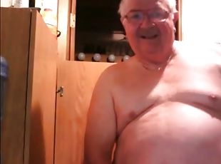 Grandpa cums on webcam