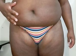 Chubby Ebony Sissy, Shaking her ass Then Play with toy