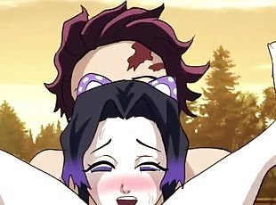 Shinobu fucks Tanjiro as part of her training. demon hunter