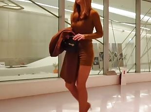 Brown Mini Dress  Heels - The Beauty of Crossdressing