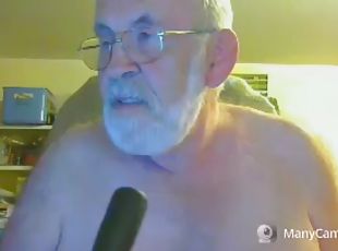 Grandpa cums on webcam