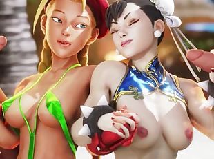 Chun li and Cammy Beach Fun Fuck