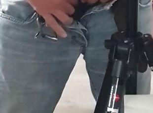 HOT JEANS BOY WHILE MOANING JERKING HIS BIG DICK AND CUMMING