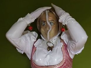 Dirndl Shemale smells Cum in Mask