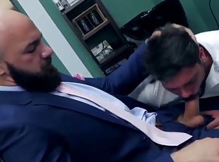 Bearded buff businessmen have intense anal pounding