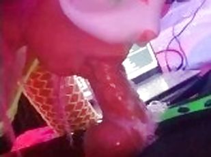 @SexyNeonKitty Sloppy Blowjob and lots of cum after pegging Chaturb...