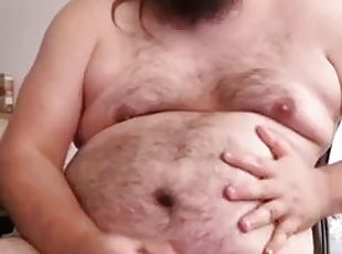 Fat hairy gainer talks about his gaining fantasy with you and cums