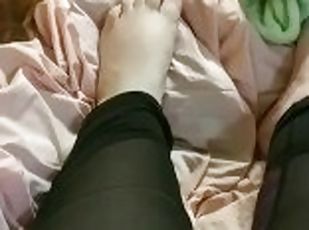 amateur, belle-femme-ronde, pieds, fétiche, solo