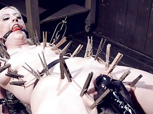 Tied blonde Cherry Torn is ready for the BDSM experience with a dude