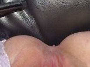 Using my mini vibrating wand on my clit, pulsating and squirting re...