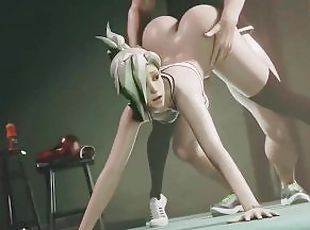 babes, ejaculation-interne, anime, hentai, salle-de-gym