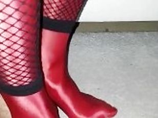 Red Shiny nylon feet