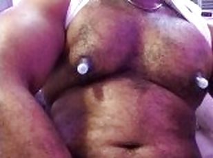 Uncut Beefy Chubby Muscle Titpig Himbo playing with his Nipple Pump...