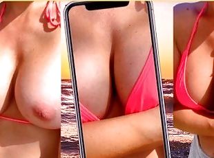 Wifey Pink Bikini Selfie Video At The Beach