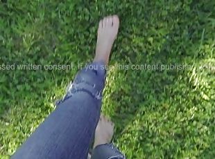 Walking Barefoot in Wet Grass  7am