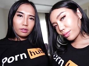 asiatisk, rumpe, store-pupper, shemale, blowjob, tenåring, transeksuell, trekant, ladyboy, thai