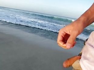 Cumming with the Ocean on an empty beach (outdoor, solo male jerk o...