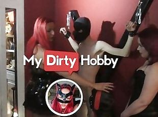 MyDirtyHobby - RedCatUgly & Her Friends Give A Guy His First Blowjo...