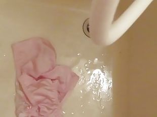 Piss on pink panties in bathroom !! ??????????????????