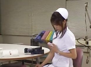 Solo Japanese nurse masturbates in the hospital