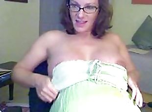 Super Hot Glassed Brunette Preggo Sucks Cock and Gets Fucked On Webcam