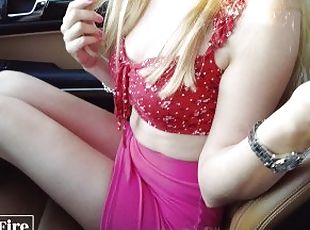 An 18-year-old blonde was voting on the road. Hot blowjob in the ca...