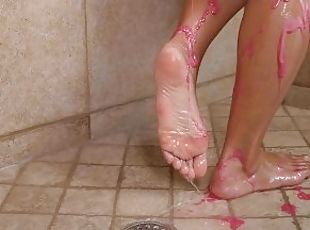 asiático, bañando, amateur, adolescente, japonés, masaje, pies, fetichista, ducha, a-solas