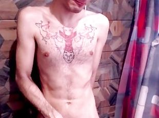 Gay stud slapping his dick so hard and hot in shower #twink #gay #o...
