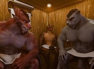 amatori, gay, negru, sauna, 3d, muschiulos