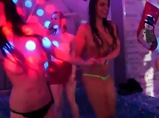 Dancing wet babes fondle and fool around