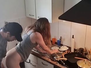 18 year old teen stepsister fucked in the kitchen while the family ...