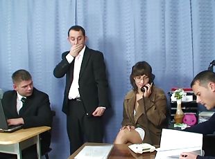 bureau-office, amateur, mature, hardcore, sexe-de-groupe, collège, quatuor, réalité