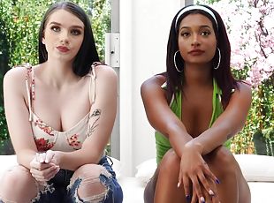 Amazing girls Emily and Addis want to share a dick in POV