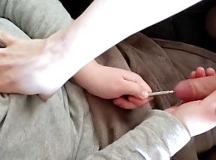 Spontaneously making him fuck a 13mm curved rosebud on the couch  P...