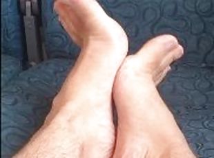 Risking getting busted showing my wrinkled soles on vline public tr...